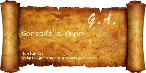 Gorzsás Anna névjegykártya